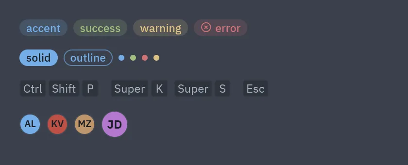 Badges, indicators, shortcuts and avatars
