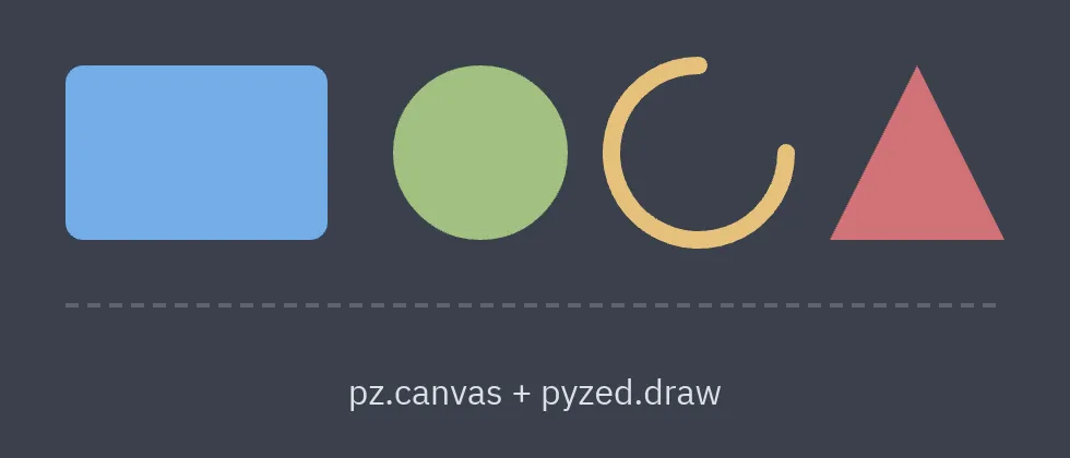 Shapes drawn with pyzed.draw
