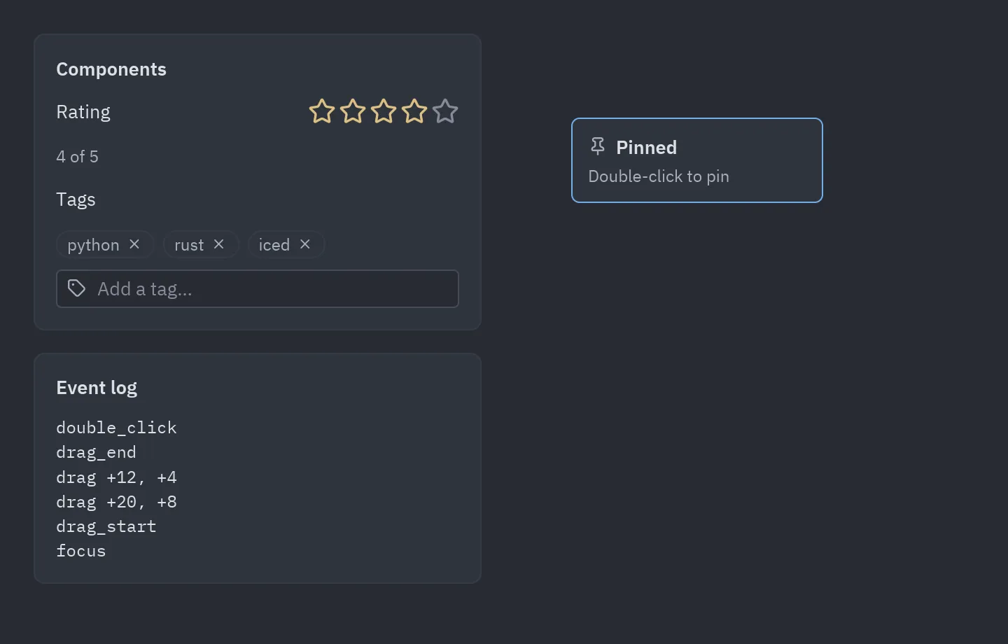 Events and components