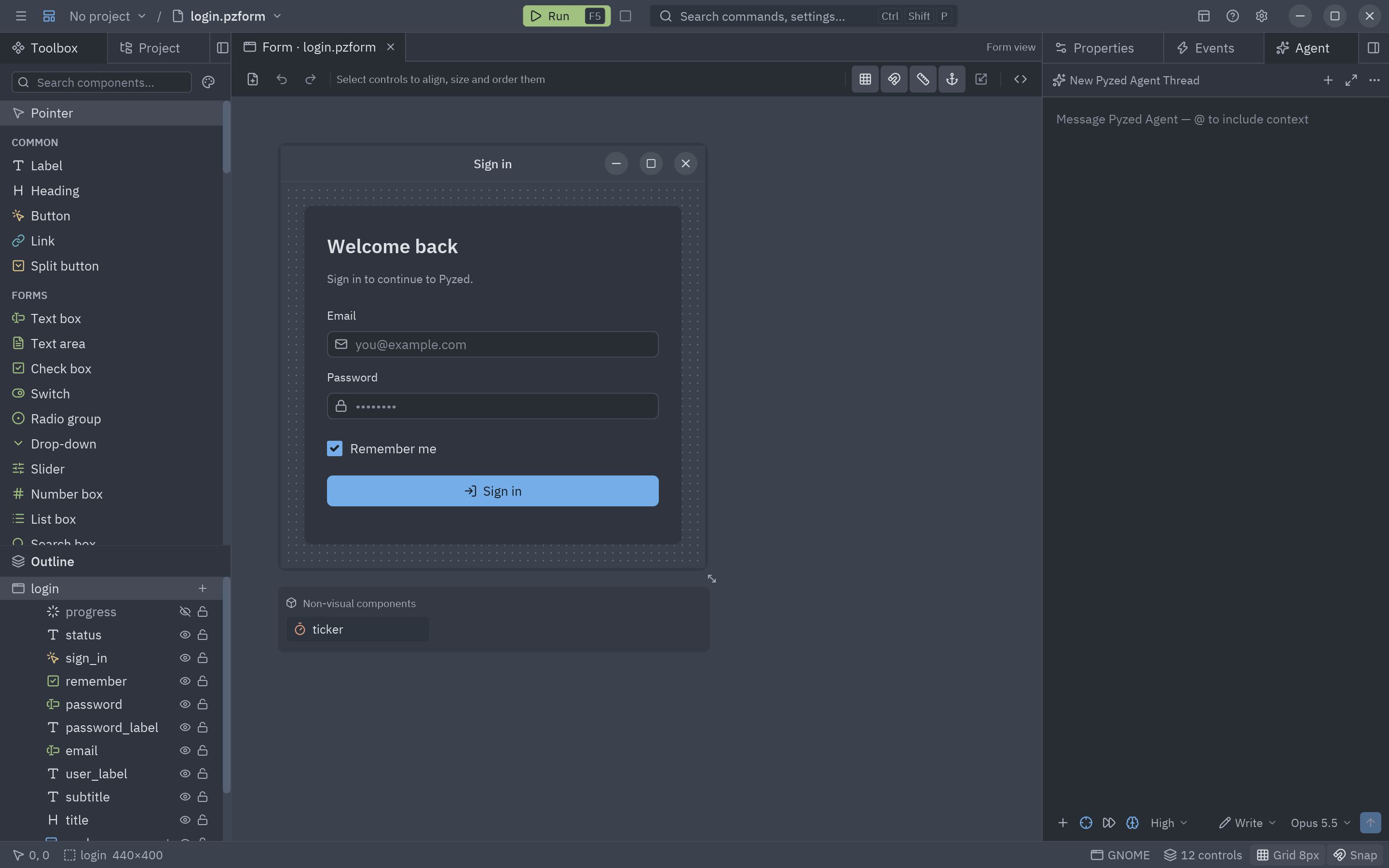 An empty agent thread: only the message editor