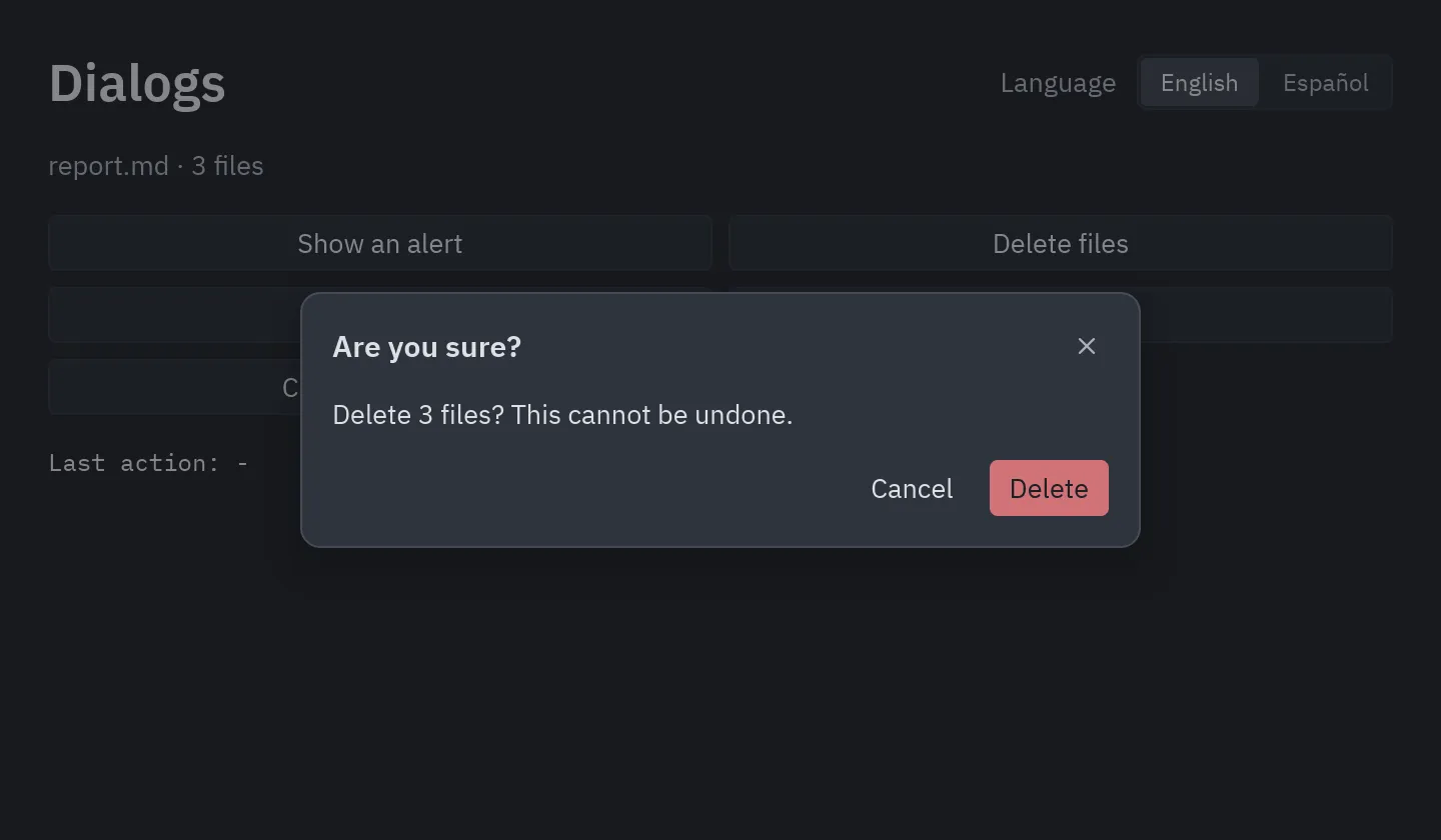 A confirmation dialog