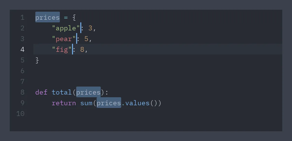 Three cursors and the search results for prices