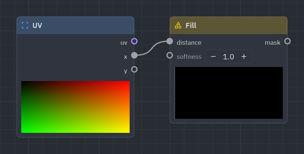 The Fill node as it looks in the Shader view, with its preview