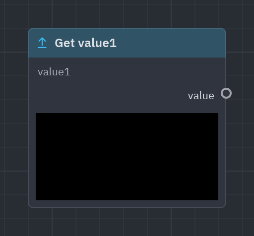 The Get value node as it looks in the Shader view, with its preview