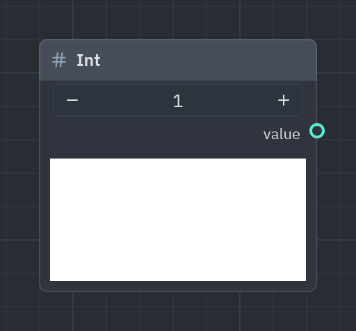 The Int node as it looks in the Shader view, with its preview