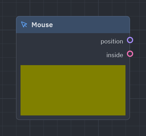 The Mouse node as it looks in the Shader view, with its preview