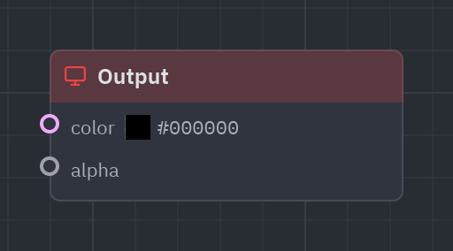 The Output node as it looks in the Shader view, with its preview