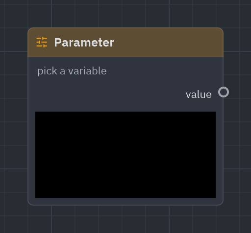 The Parameter node as it looks in the Shader view, with its preview