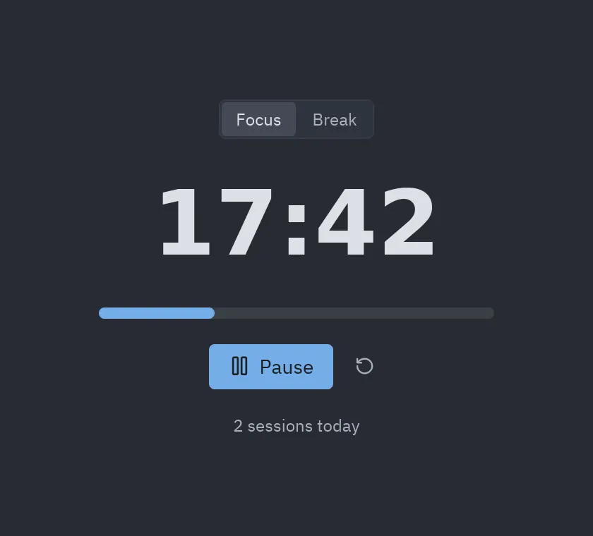The Pomodoro timer rendered by the screenshot tool