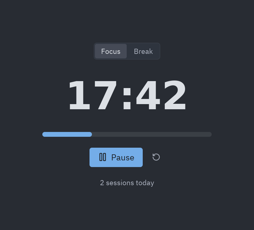 A Pomodoro timer counting down