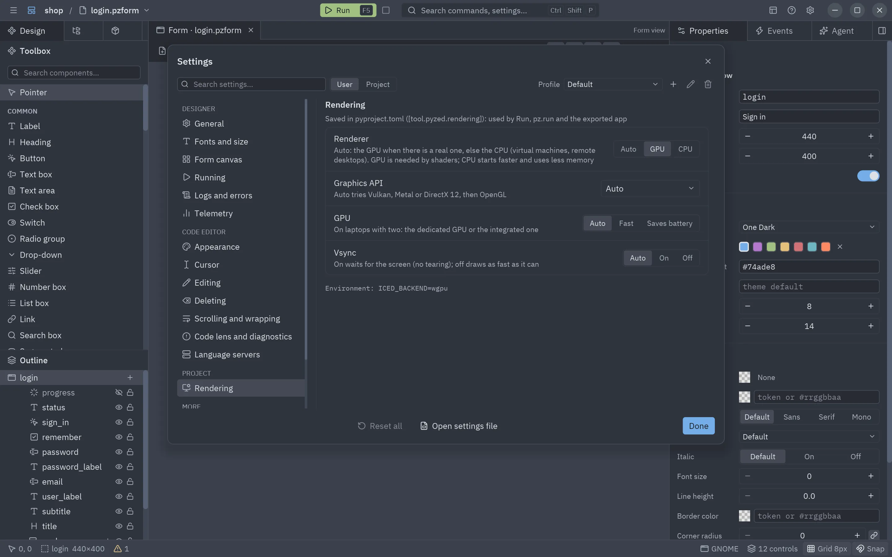 The project’s renderer