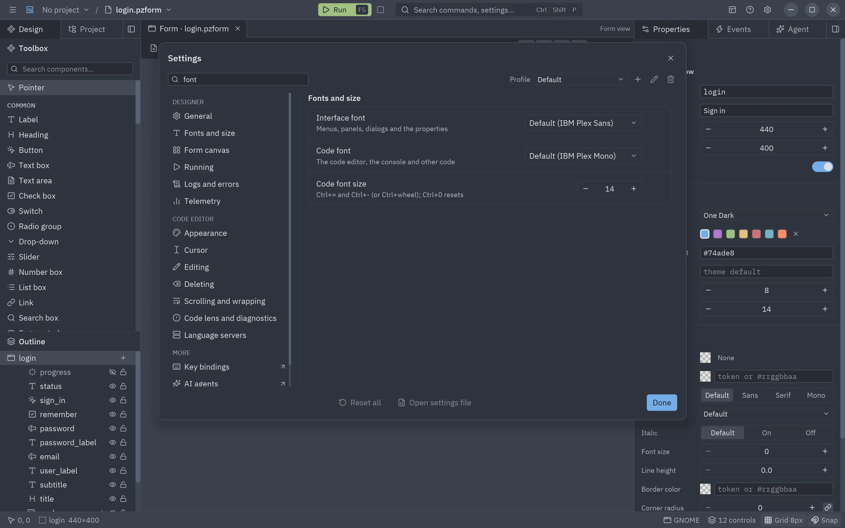 Searching the settings