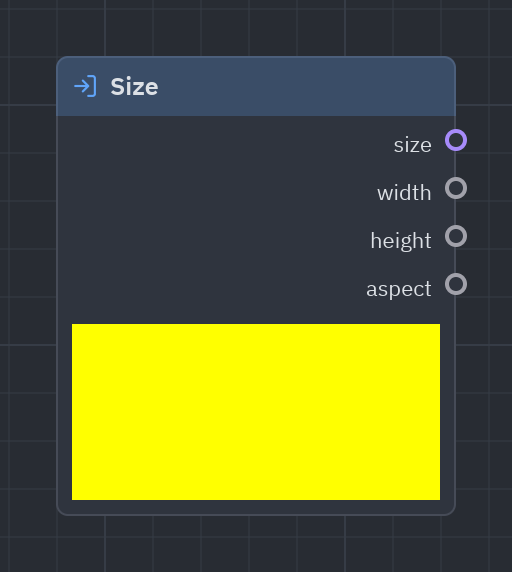 The Size node as it looks in the Shader view, with its preview