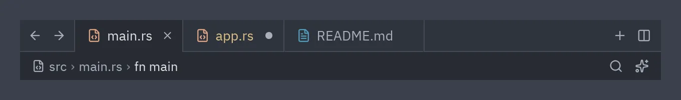 Tabs, breadcrumbs and toolbar