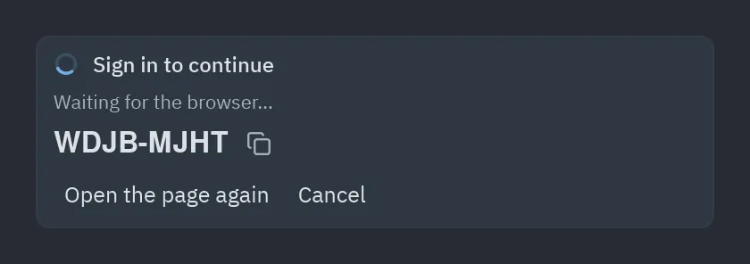 Sign-in prompt: code=, url=
