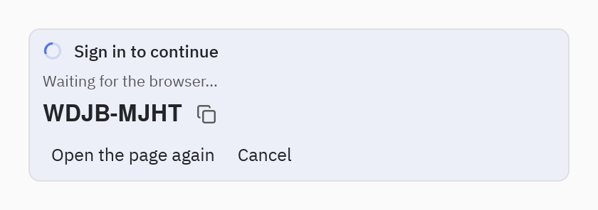 Sign-in prompt: code=, url=