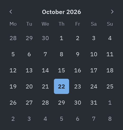 Calendar: mode="single"