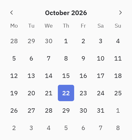 Calendar: mode="single"