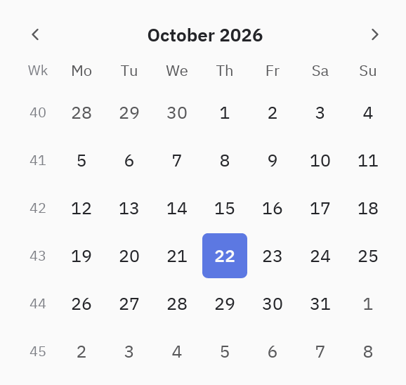 Calendar: week_numbers=True