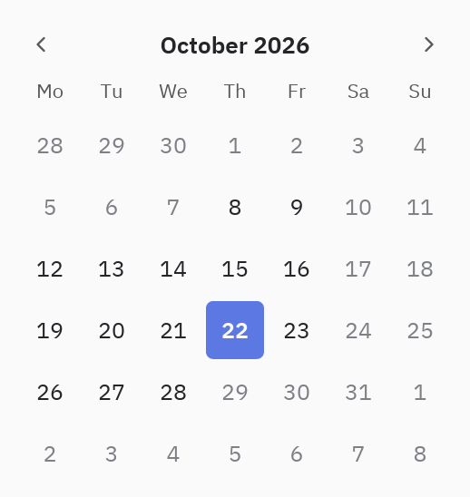 Calendar: min, max, disabled