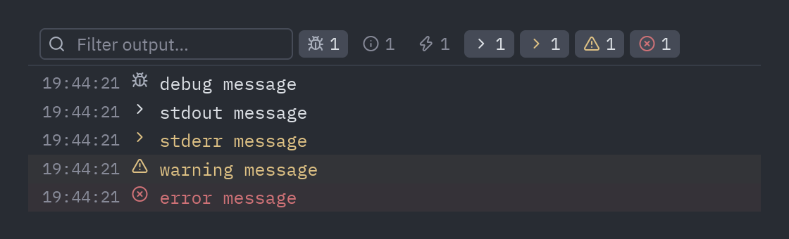 Console: hidden={"info", "event"}