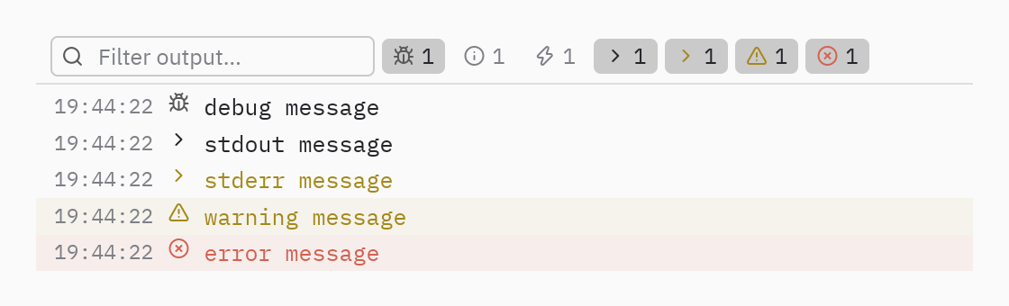 Console: hidden={"info", "event"}