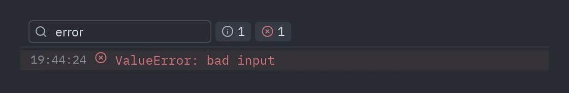 Console: query="error"