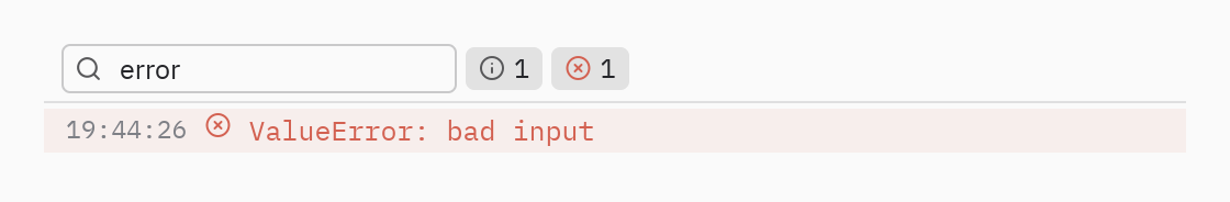 Console: query="error"
