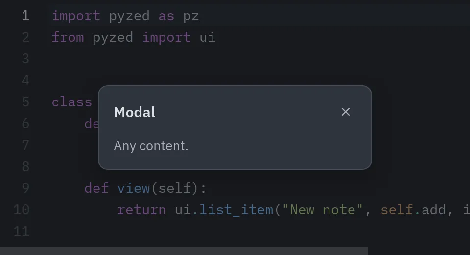 Capa de diálogo: ui.modal