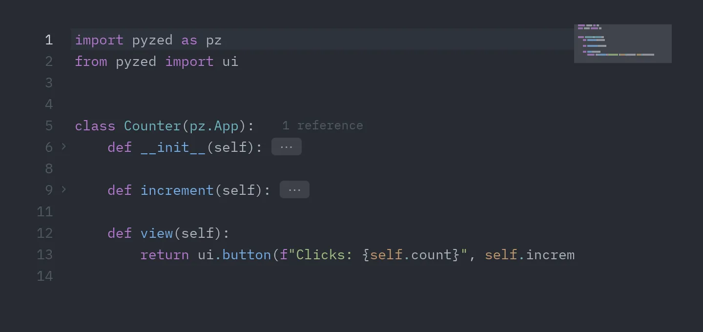 Editor: Folding, code lens and minimap
