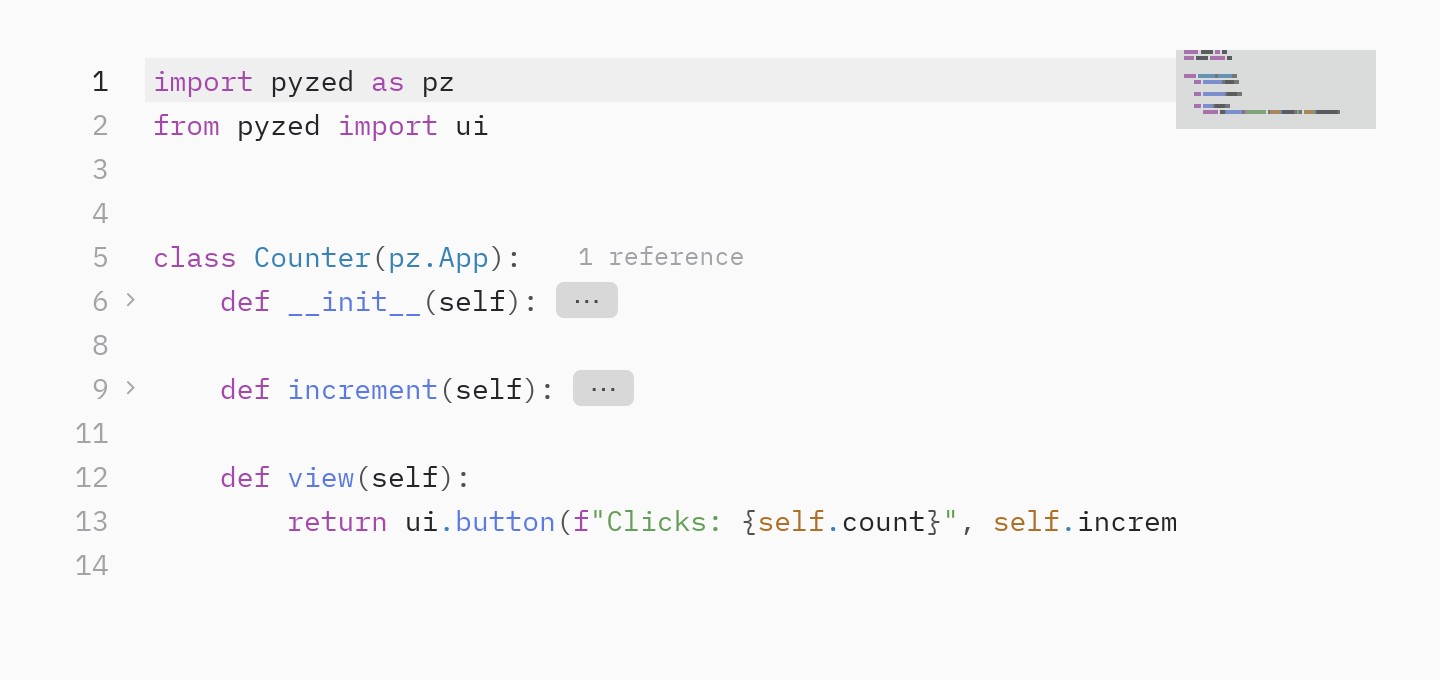 Editor: Folding, code lens and minimap