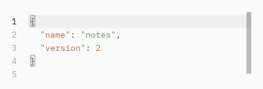 Editor: language="json"