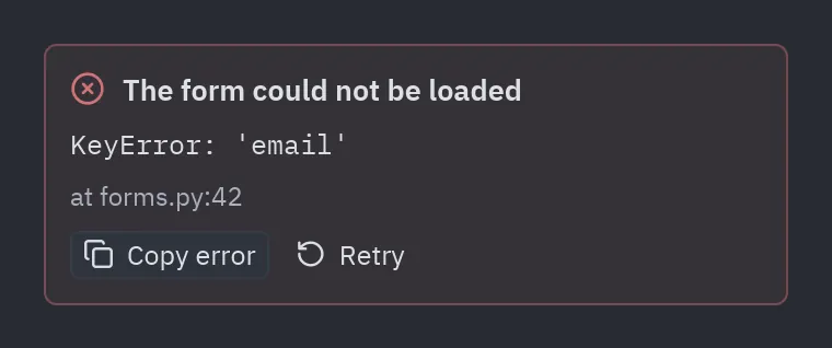 Error boundary: title=, actions=