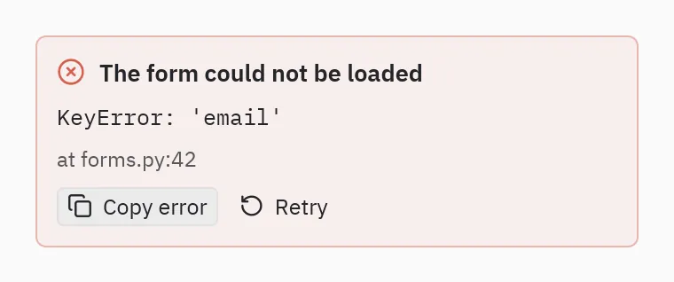 Error boundary: title=, actions=
