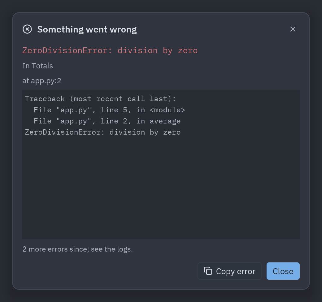 Error dialog: more=2