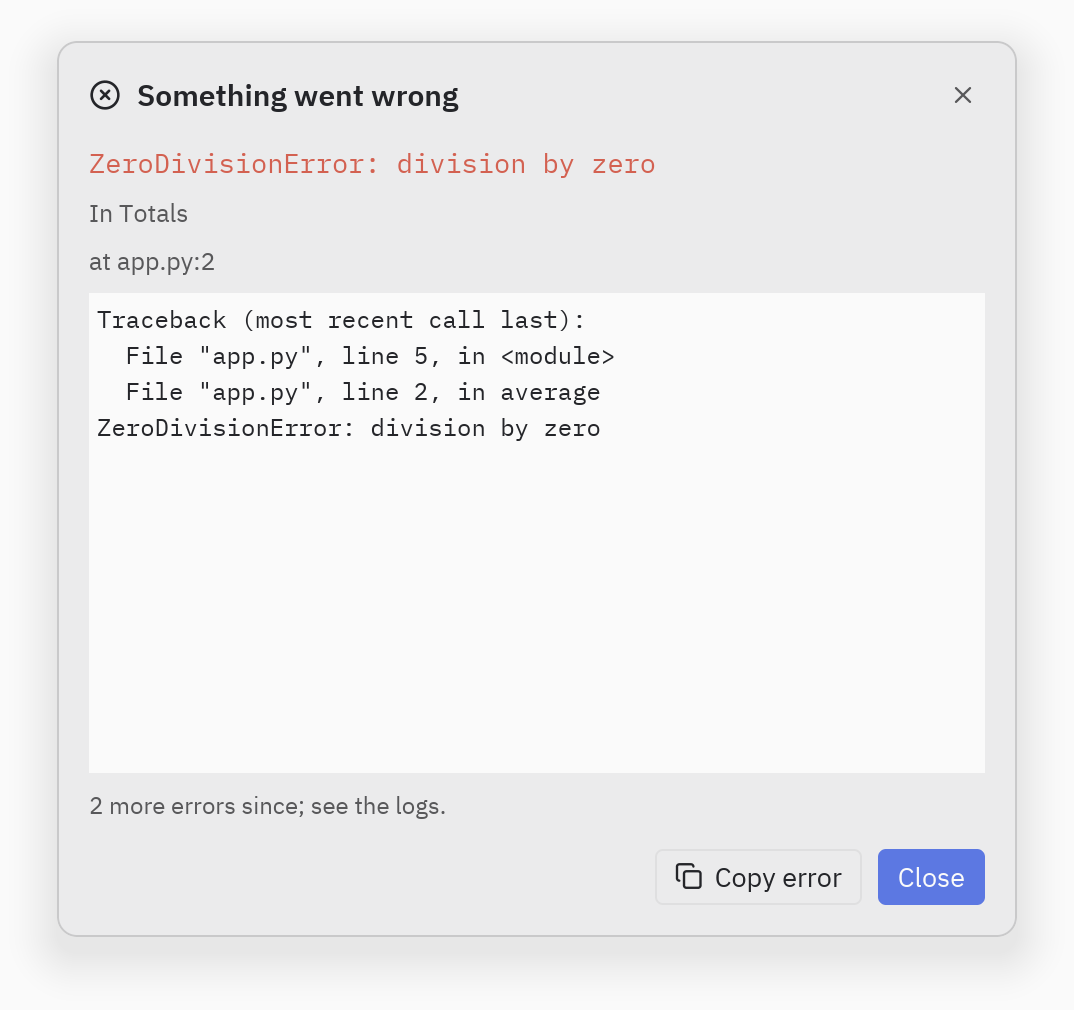 Error dialog: more=2