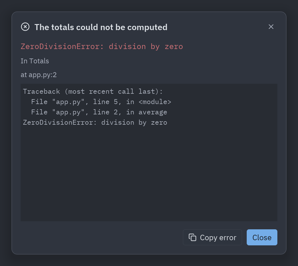 Error dialog: title=
