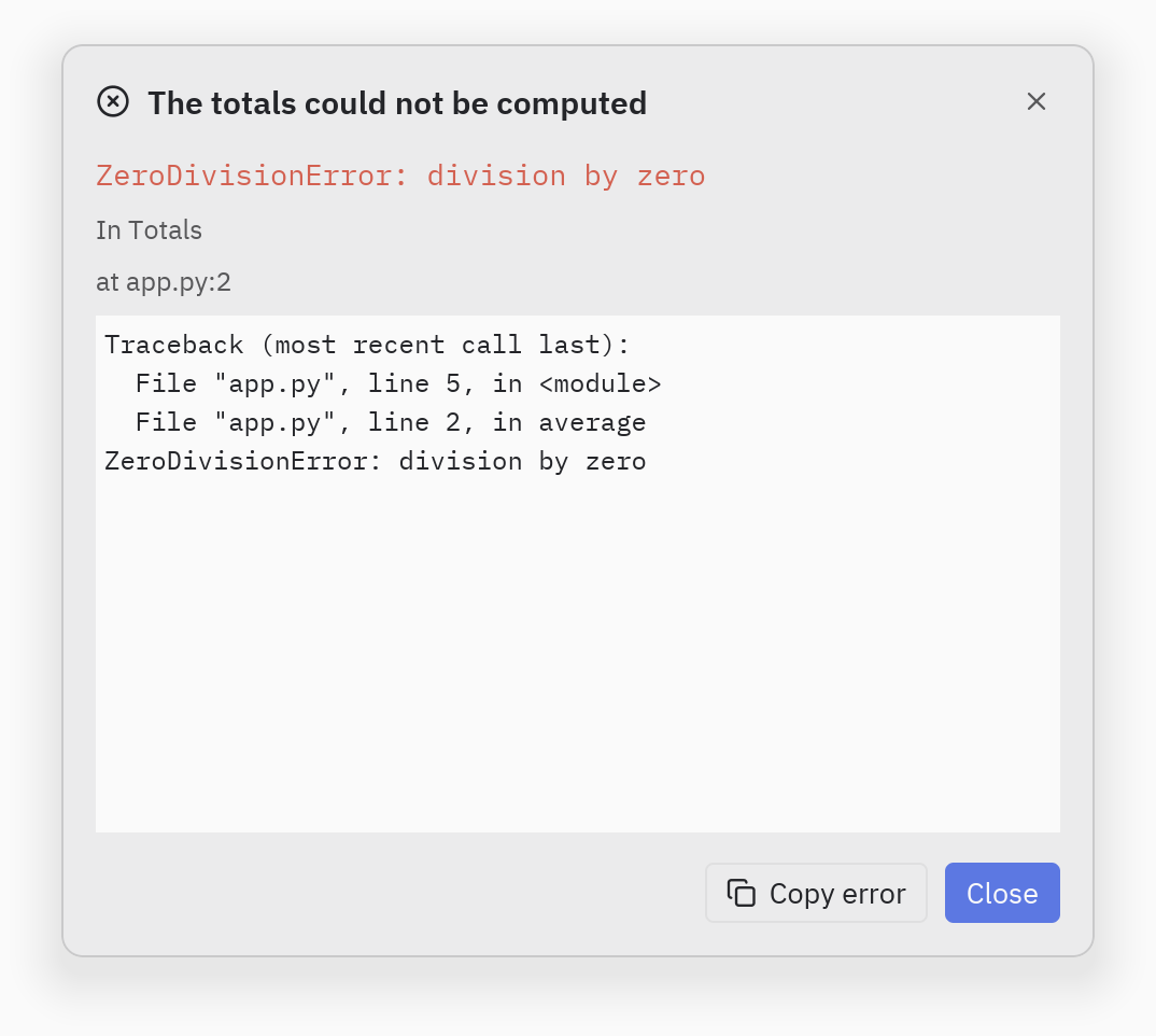 Error dialog: title=