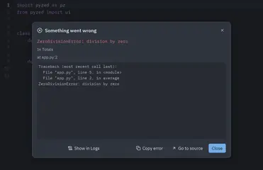 Error dialog: Python GUI component