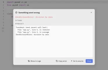 Error dialog: Python GUI component