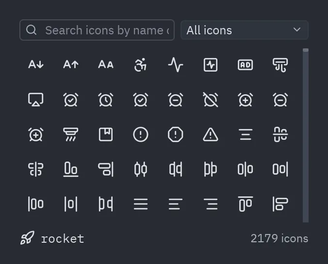 Icon picker: columns=8