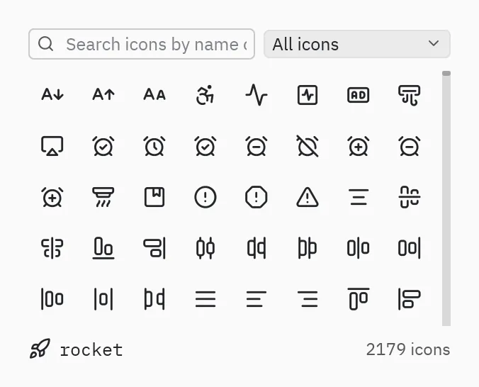 Icon picker: columns=8