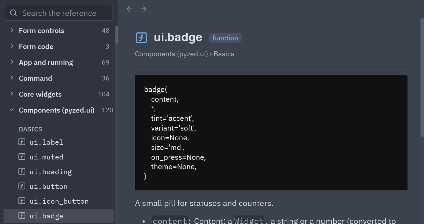 Reference browser: A component