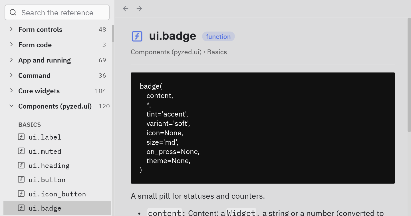 Reference browser: A component