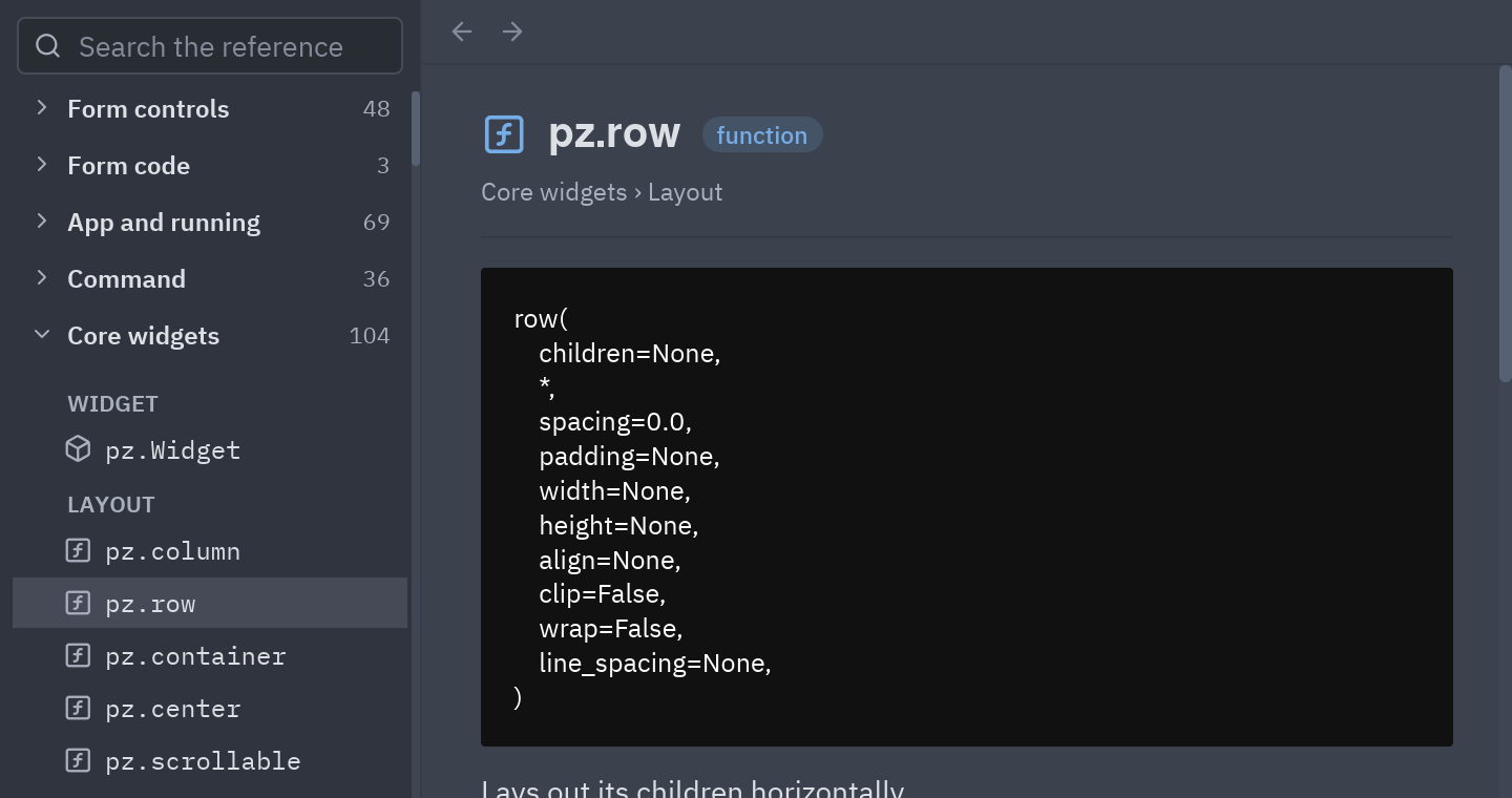 Reference browser: A layout widget
