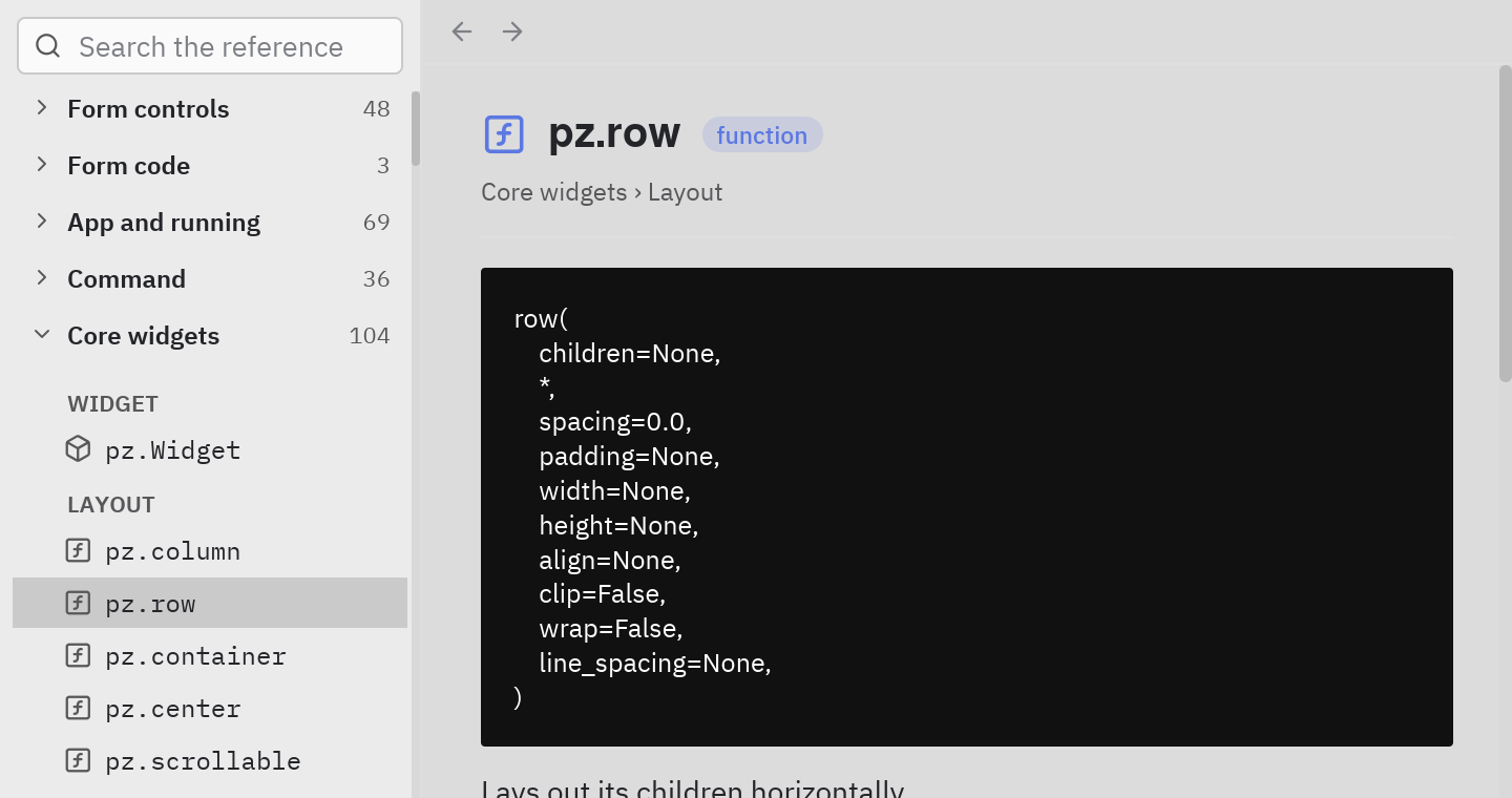 Reference browser: A layout widget