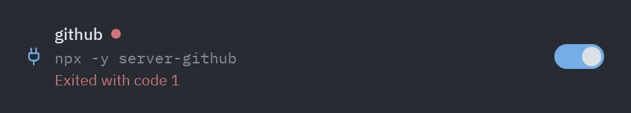 Service row: status="error"