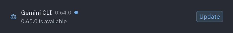 Service row: status="update"