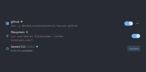 Service row: Python GUI component