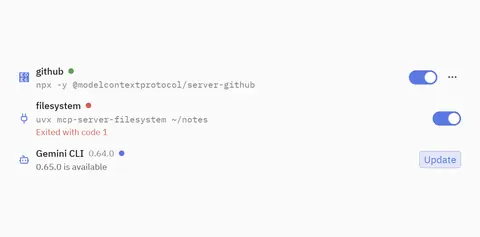Service row: Python GUI component